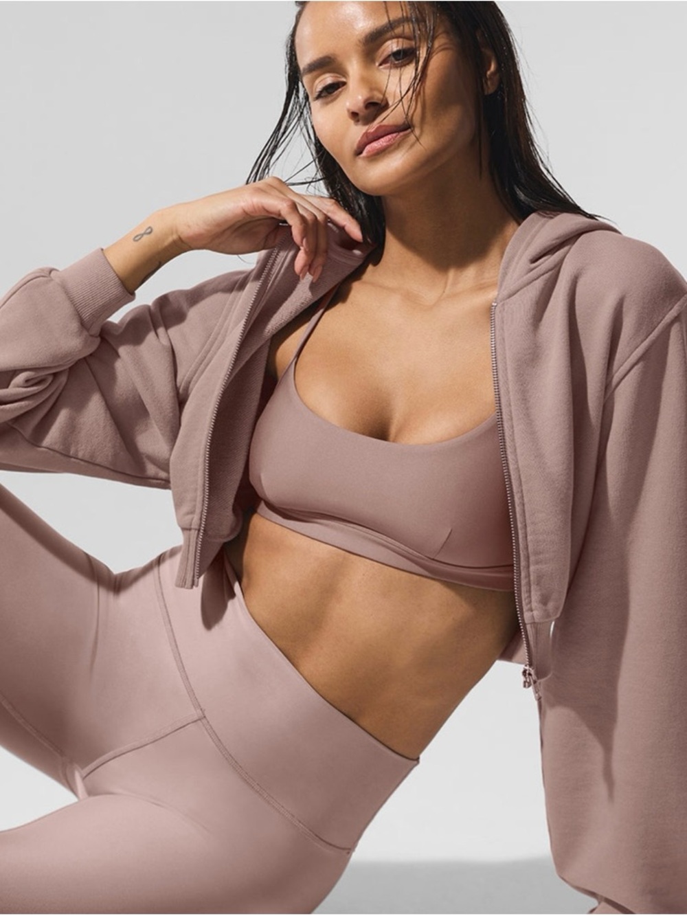 NWT ALO Sweet Escape Zip Up Hoodie - Taupe (S)